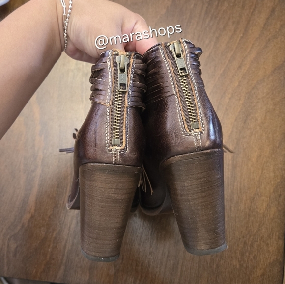 Bed Stu Onset Olivia Peep Toe Fringe Booties - Picture 3 of 8